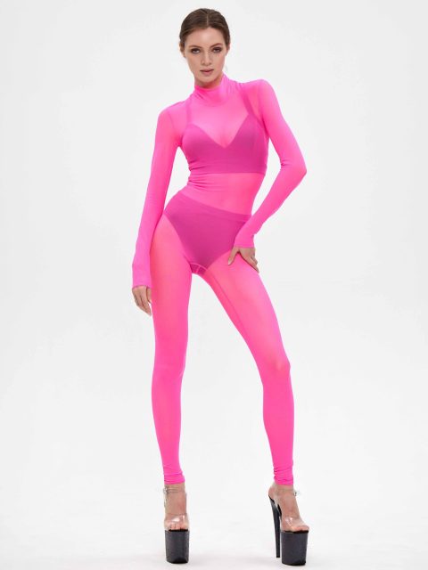 Комбинезон в сетку Elle, розовый