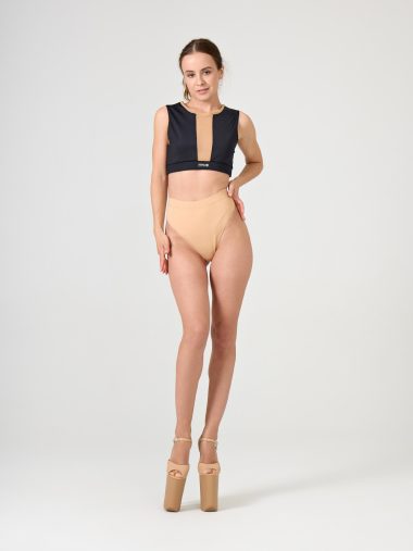 Стринги с высокой посадкой, бежевый