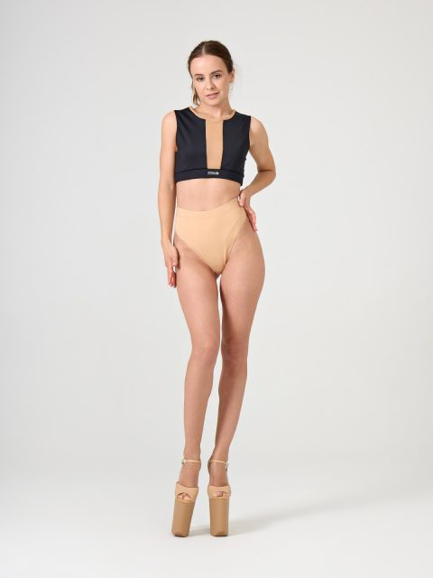 Стринги с высокой посадкой, бежевый