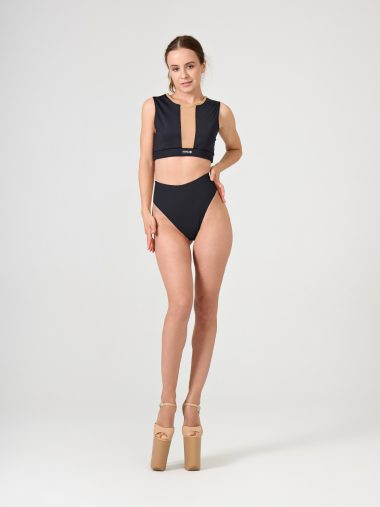 Стринги с высокой посадкой, черный