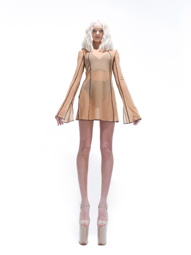 Платье Vogue в сетку, бежевый